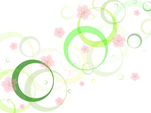 泡と桜　緑色　