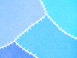 つぎはぎの布　青