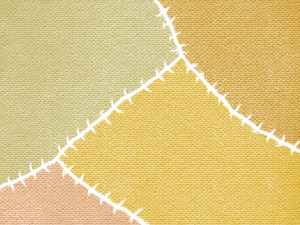 つぎはぎの布　茶